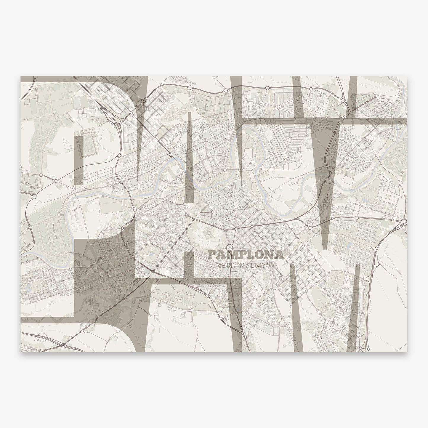 Pamplona Map V03 Rustic / No Frame / No