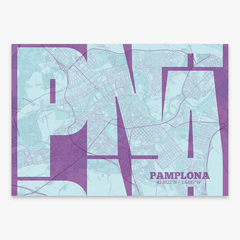 Artistic poster of Pamplona with geometric typography - Custom decoration