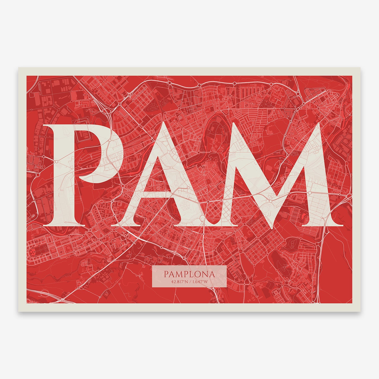 Pamplona Map V06 Boho / Frame / Yes