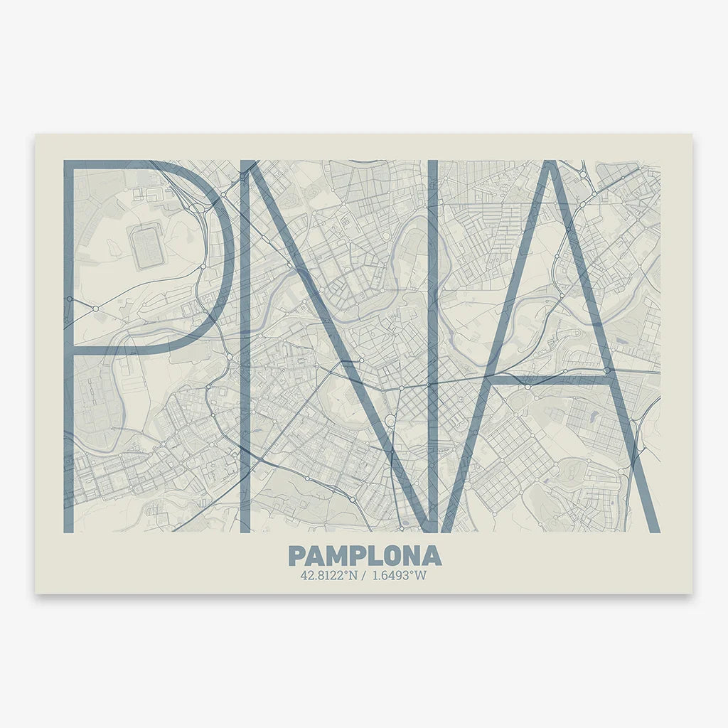 Decorative poster of Pamplona – Ultra-thin typographic art