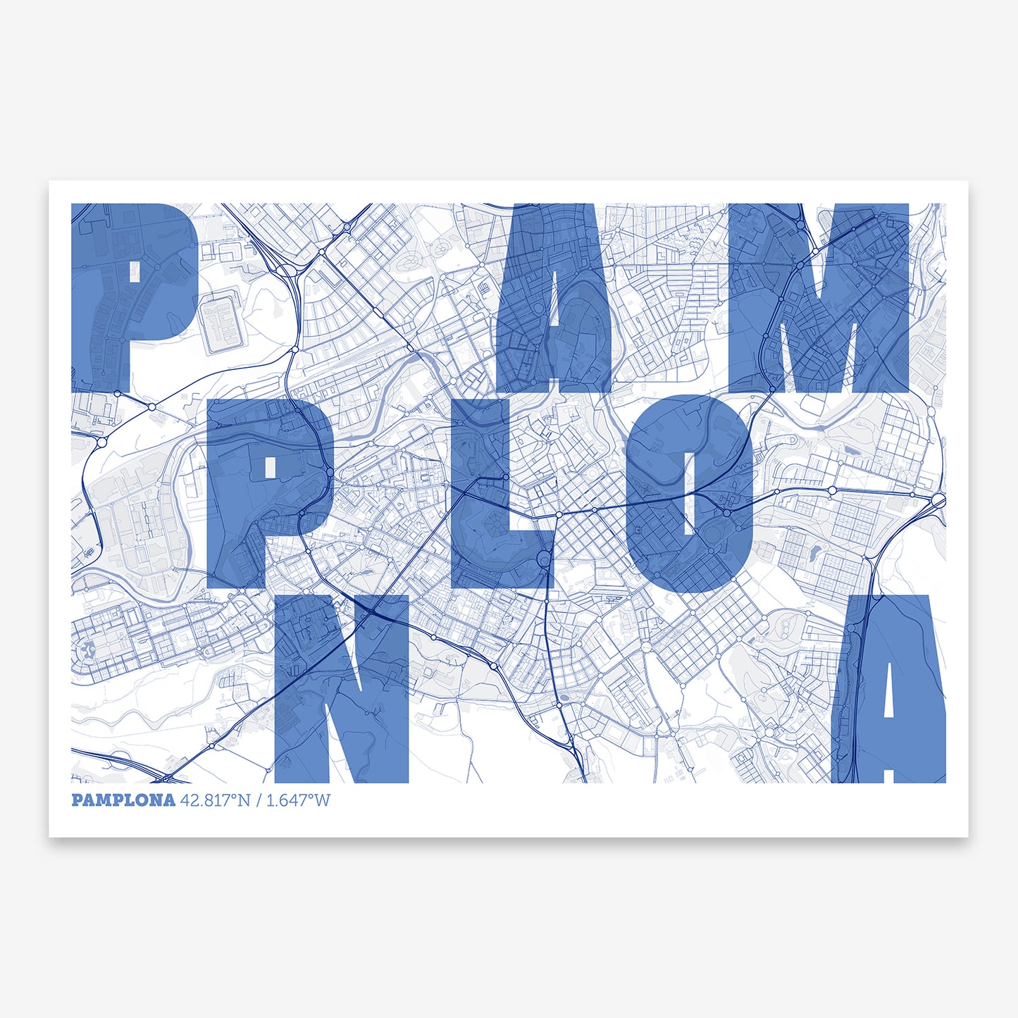 Pamplona Map V08 Med / Frame / Yes