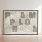 Creative print of Pamplona – Graphic design and typography on a map