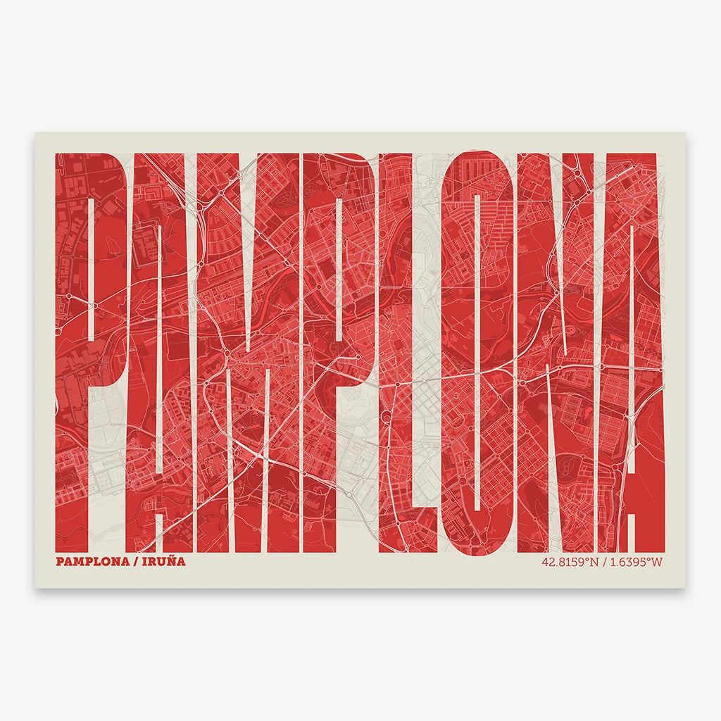 Graphic souvenir of Pamplona – Contemporary typographic print