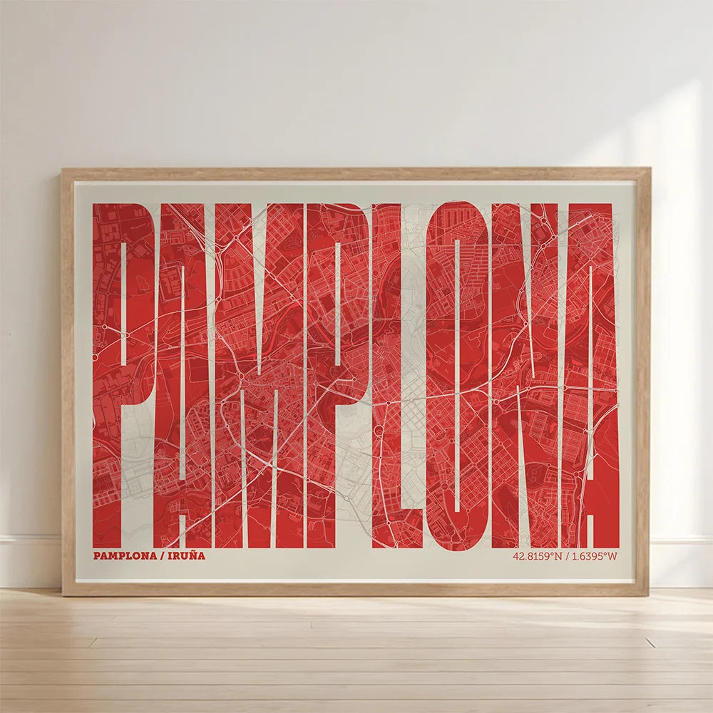 Graphic souvenir of Pamplona – Contemporary typographic print