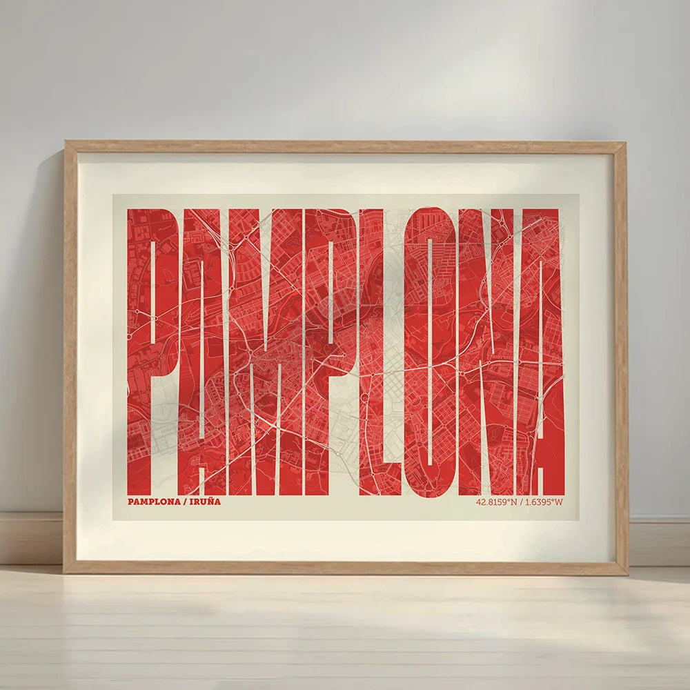 Recuerdo gráfico de Pamplona – Lámina tipográfica contemporánea