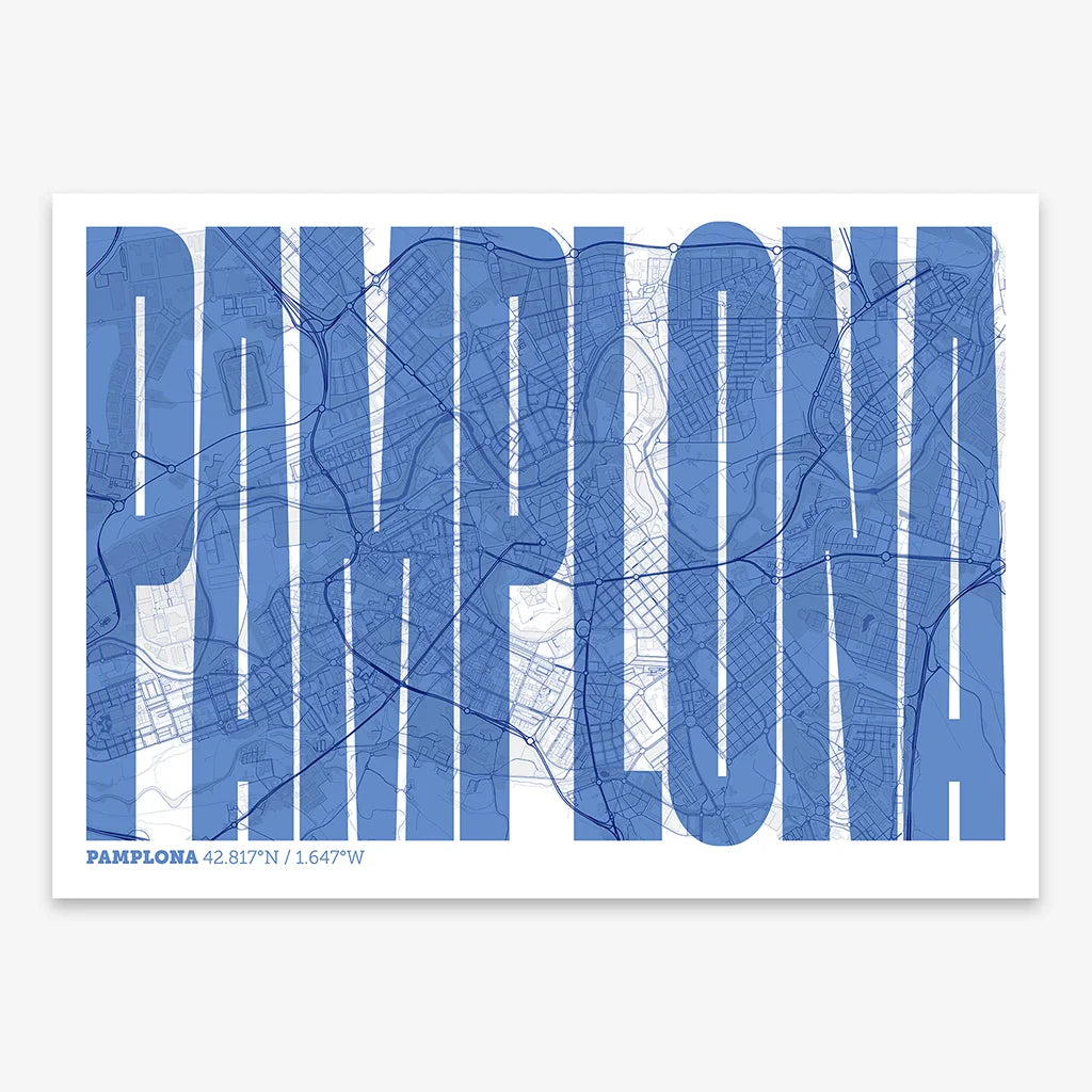 Graphic souvenir of Pamplona – Contemporary typographic print