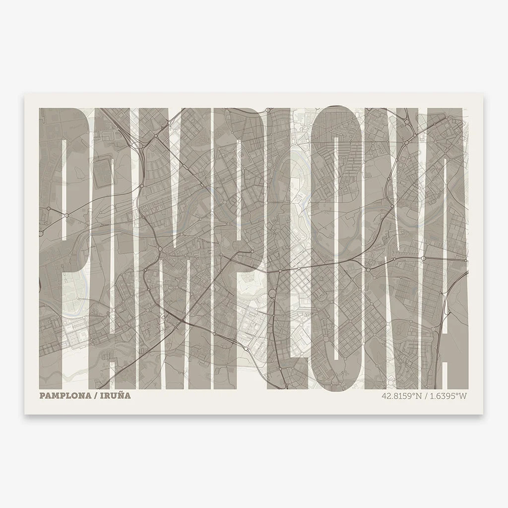 Graphic souvenir of Pamplona – Contemporary typographic print