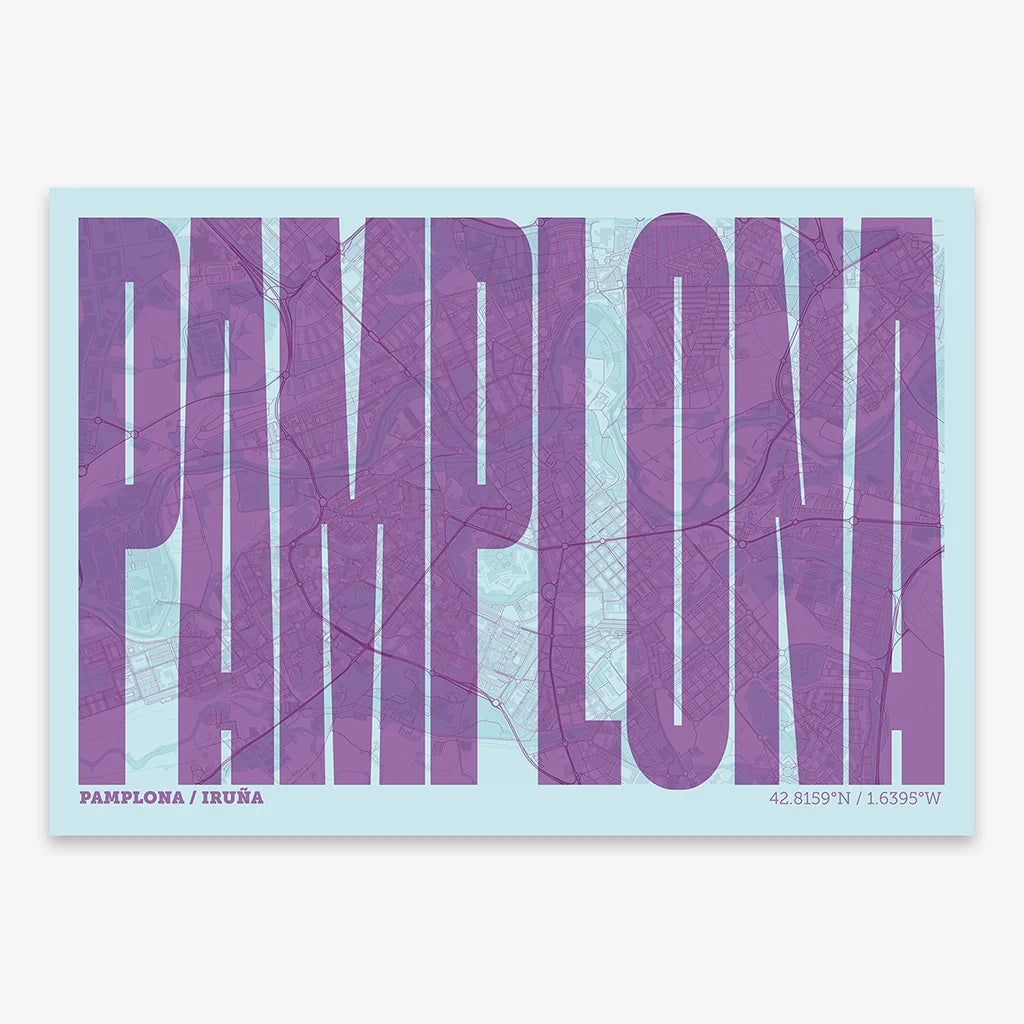 Graphic souvenir of Pamplona – Contemporary typographic print