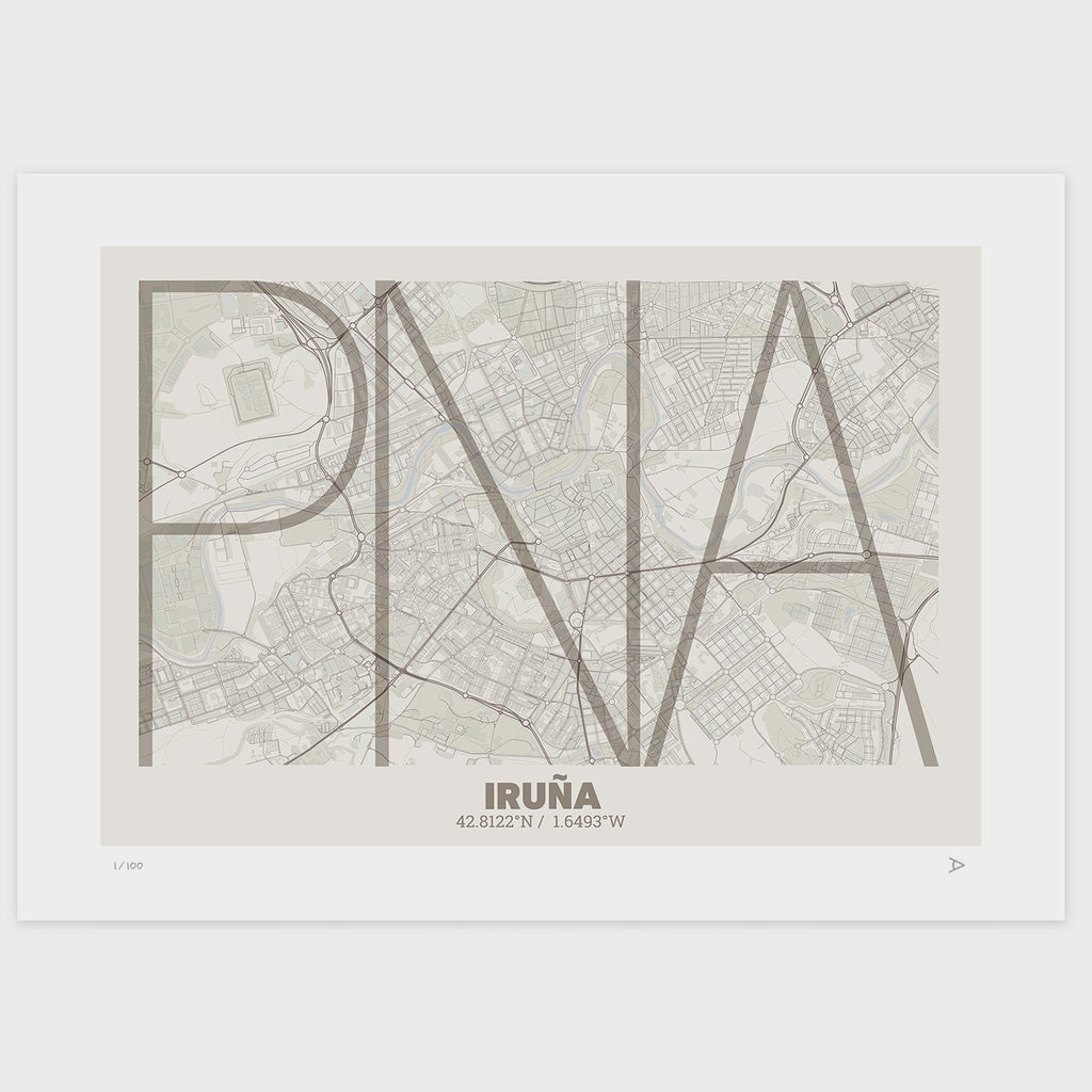 Lámina tipográfica de Pamplona – diseño Ultrafina, sin marco sobre papel