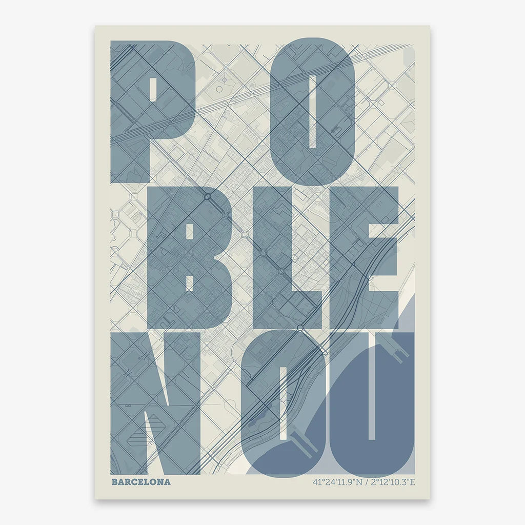 Artistic map of Poblenou – Graphic design and typography on map