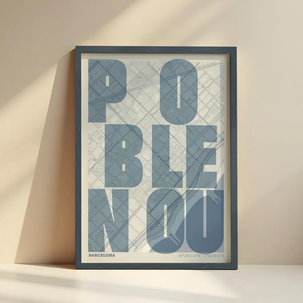 Artistic map of Poblenou – Graphic design and typography on map