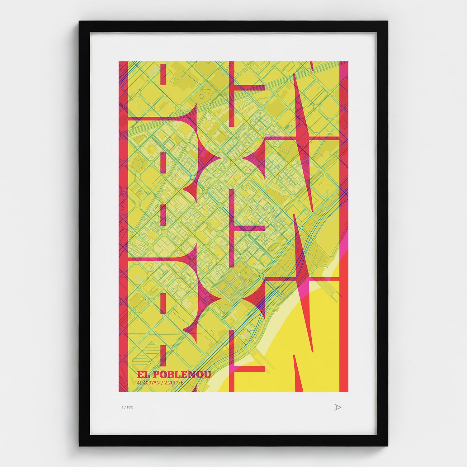 Poblenou Map Art Print typographic print, Inseparable design