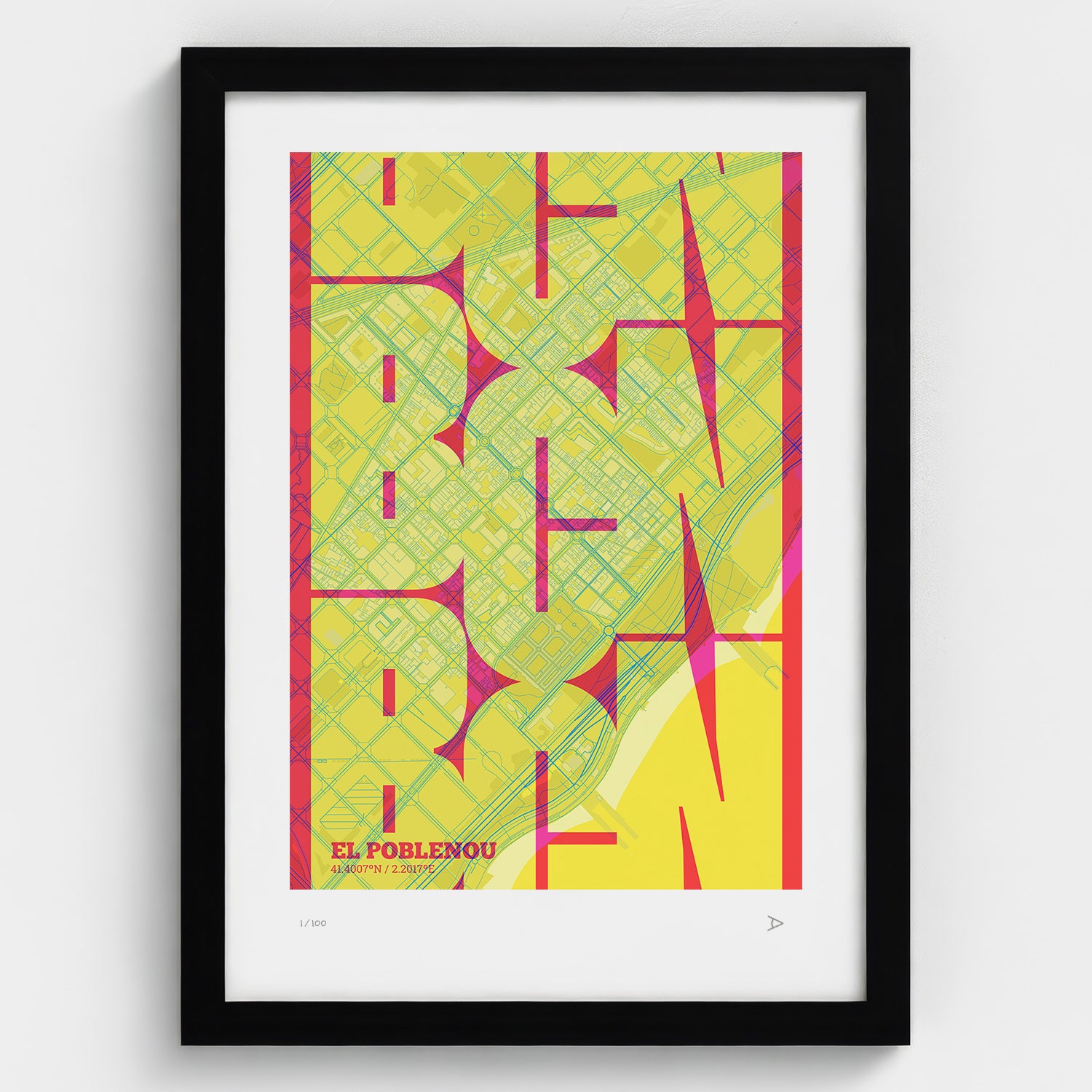Poblenou Map Art Print typographic print, Inseparable design