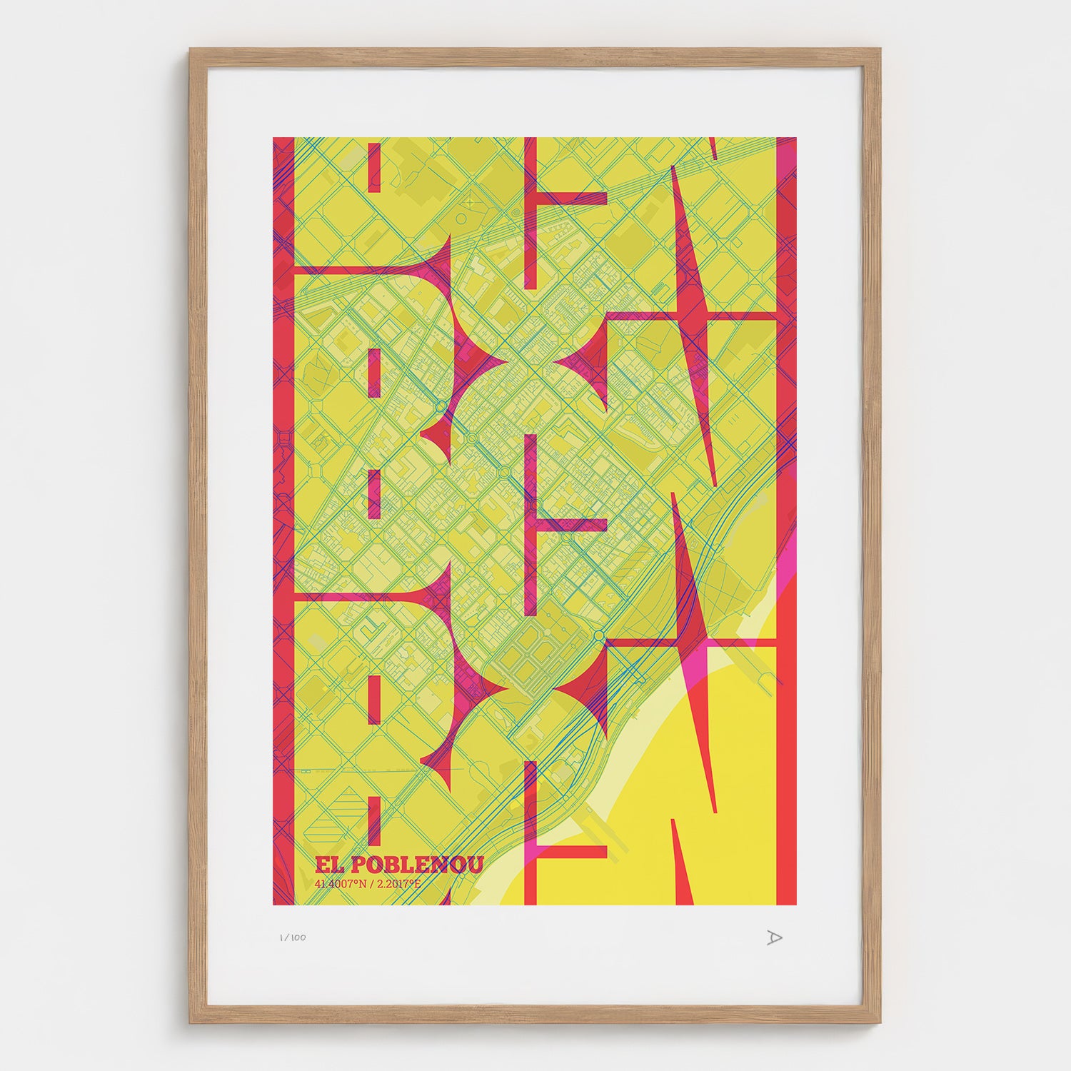 Poblenou Map Art Print typographic print, Inseparable design