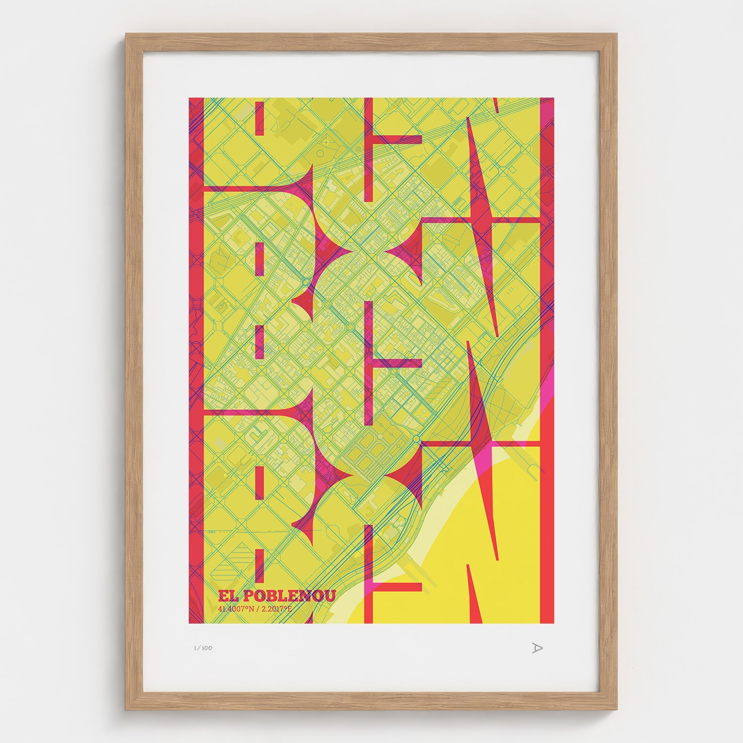 Poblenou Map Art Print typographic print, Inseparable design