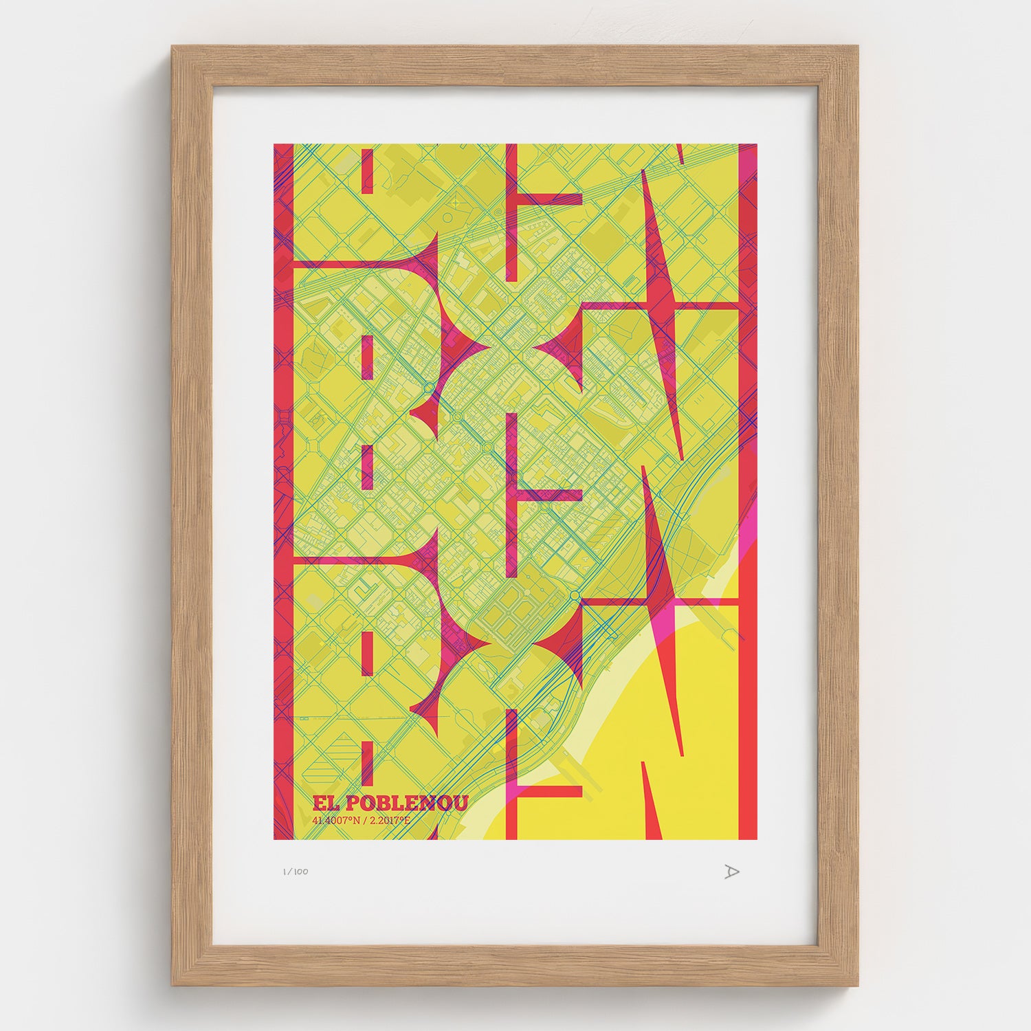 Poblenou Map Art Print typographic print, Inseparable design