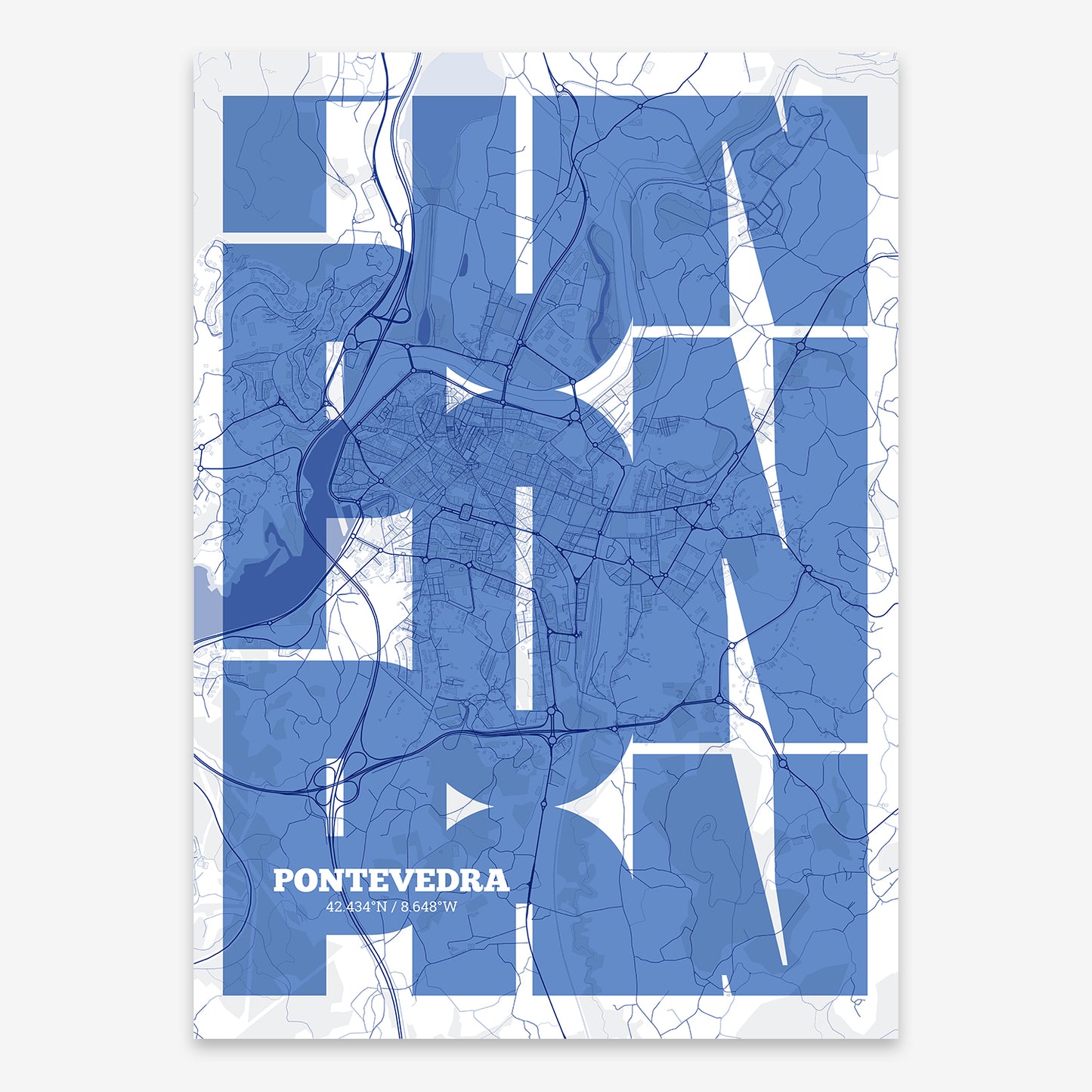 Pontevedra map V03 Med / Frame / No