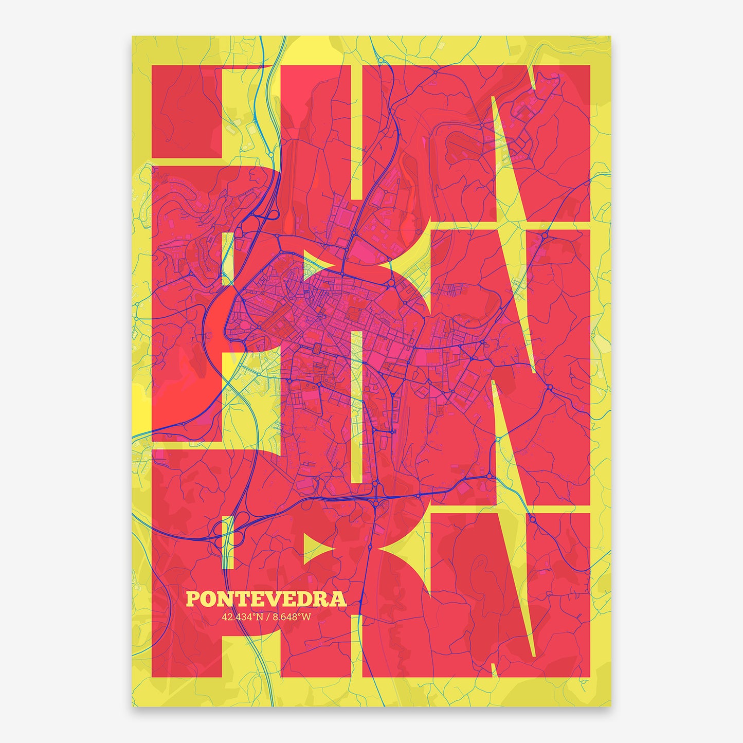 Pontevedra map V03 Miami / Frame / No