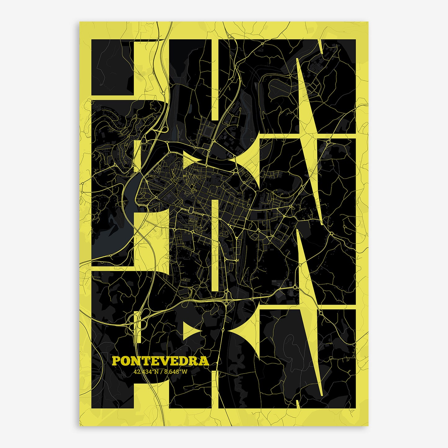 Pontevedra map V03 Night / Frame / No