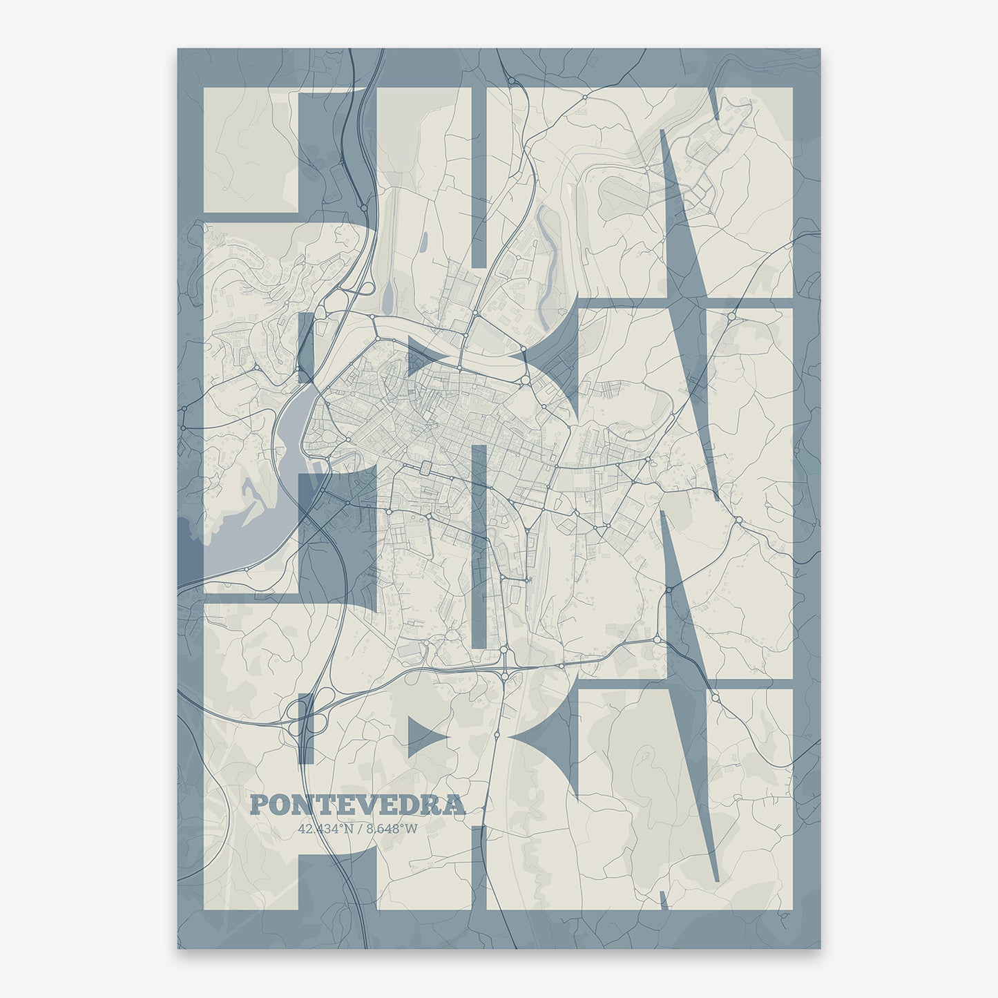 Pontevedra map V03 Seaside / No Frame / Yes