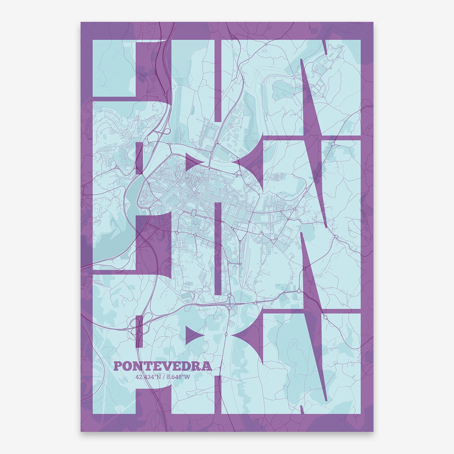 Pontevedra map V03 Shabby / Frame / Yes