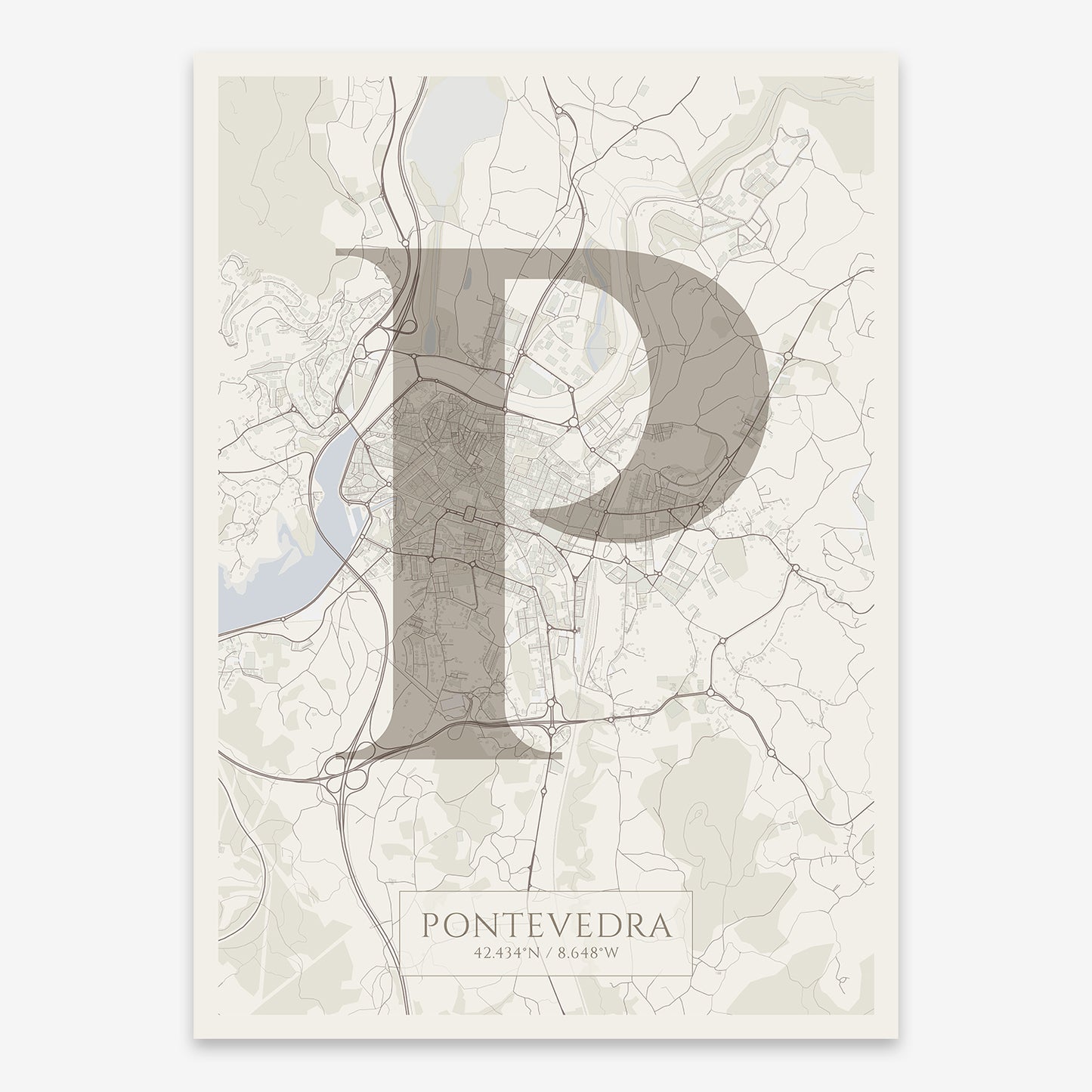 Pontevedra map V06 Rustic / No Frame / Yes