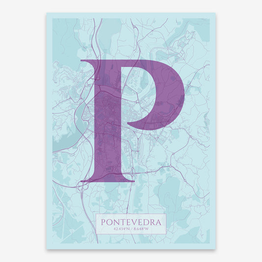 Pontevedra map V06 Shabby / Frame / Yes