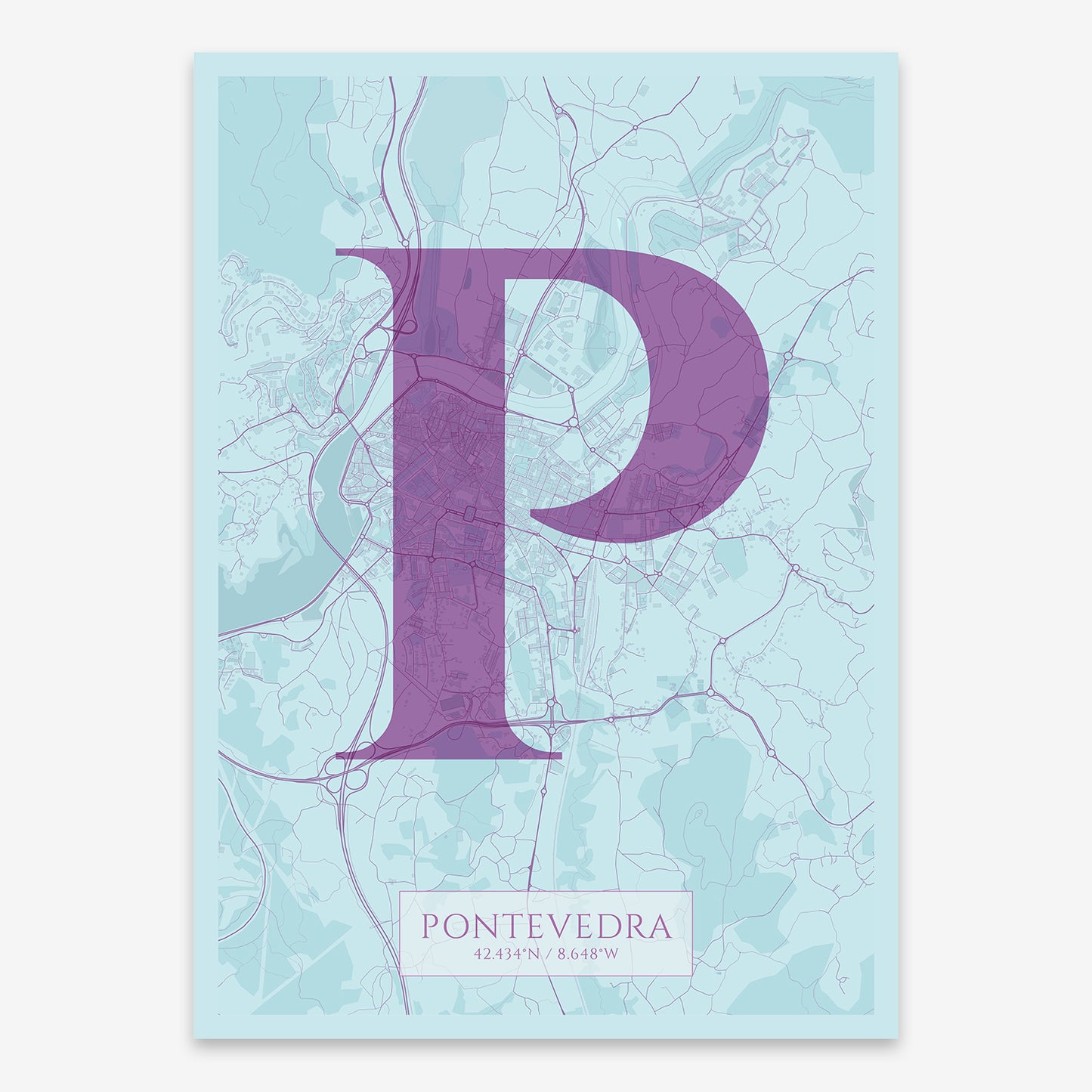 Pontevedra map V06 Shabby / Frame / No