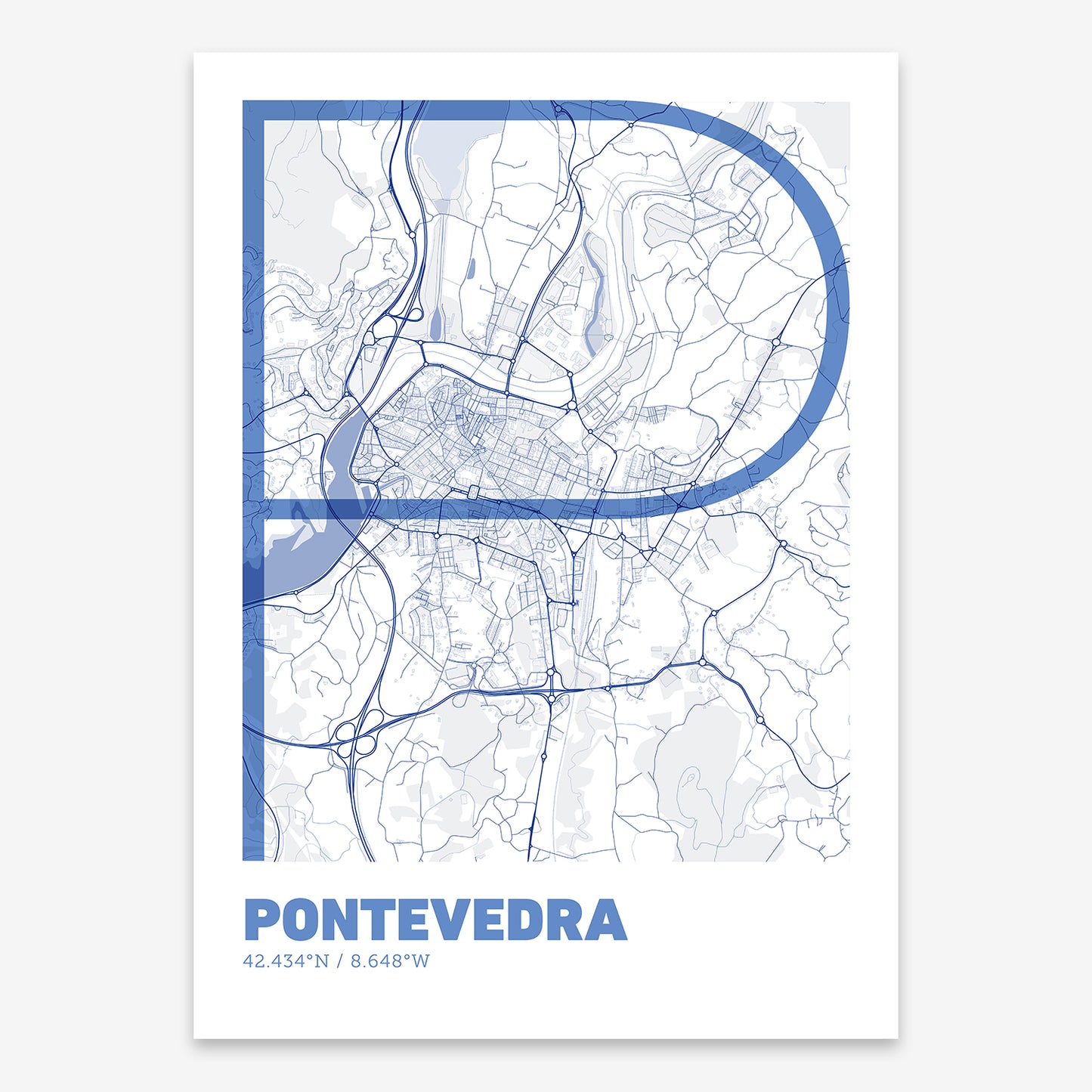 Pontevedra map V07 Med / No Frame / No