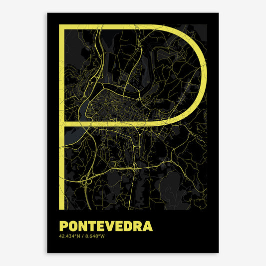 Pontevedra map V07 Night / Frame / Yes