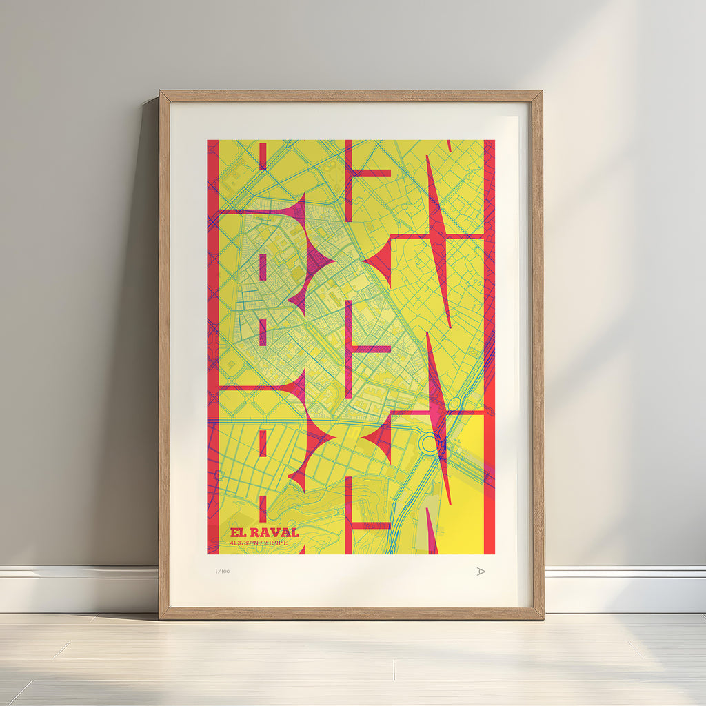El Raval — framed print in a real interior