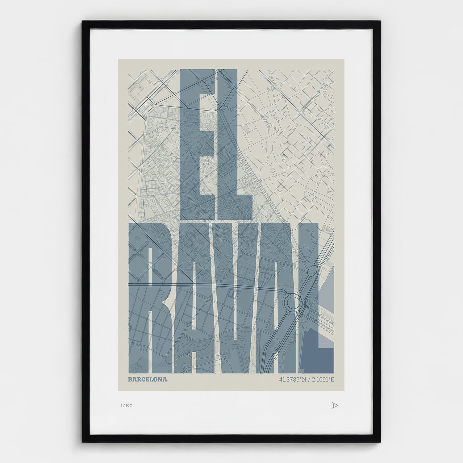 El Raval typographic print, Extra Comprimida design