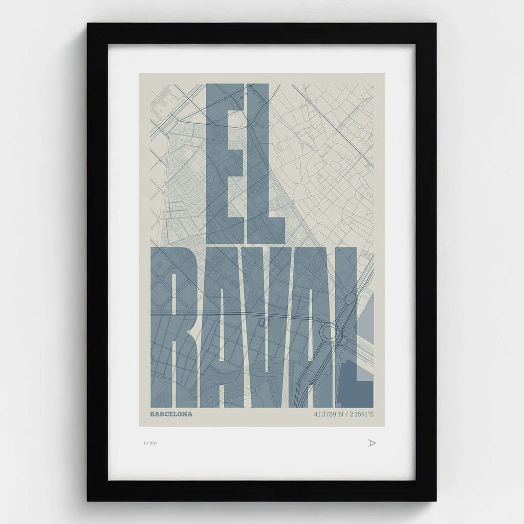El Raval typographic print, Extra Comprimida design