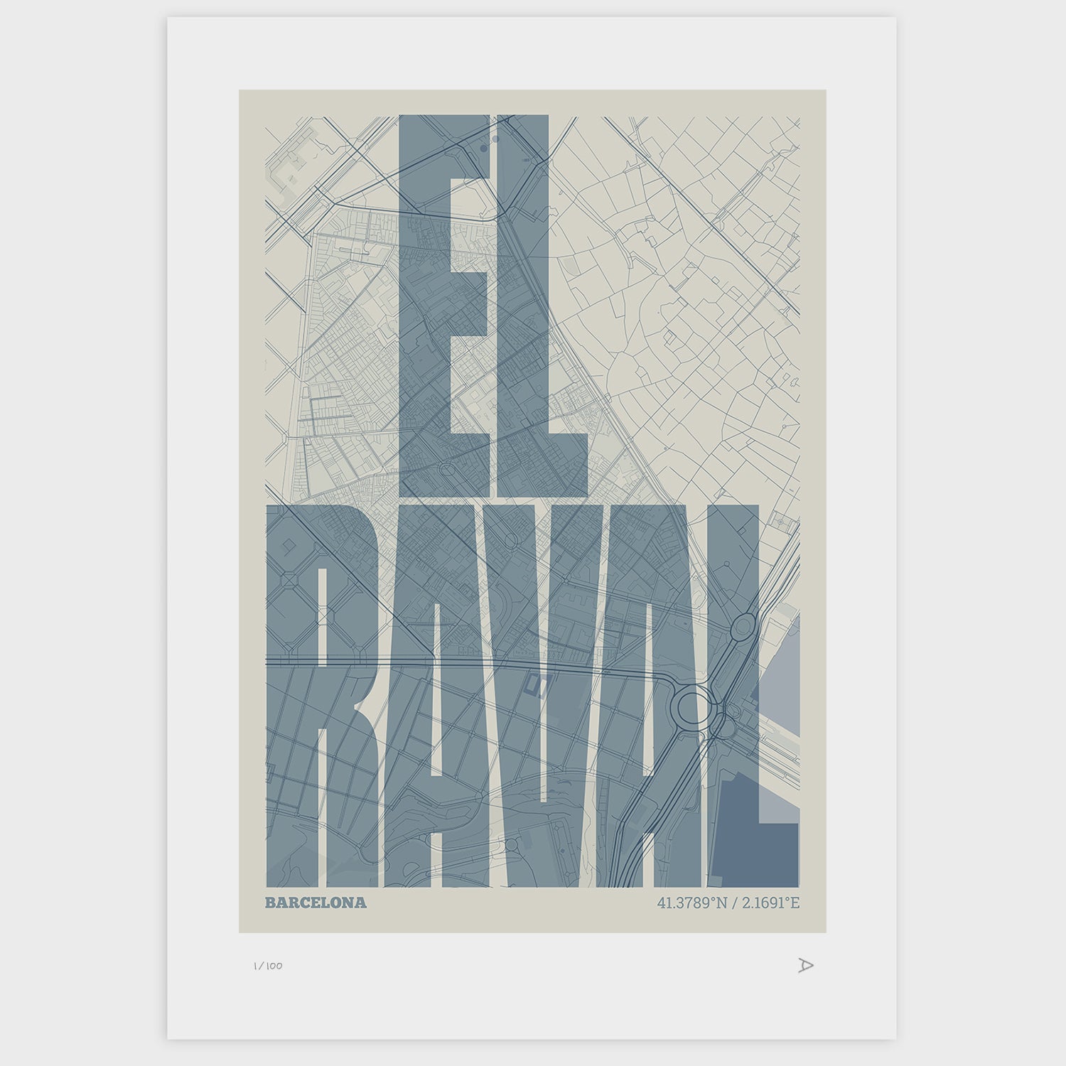 El Raval typographic print, Extra Comprimida design