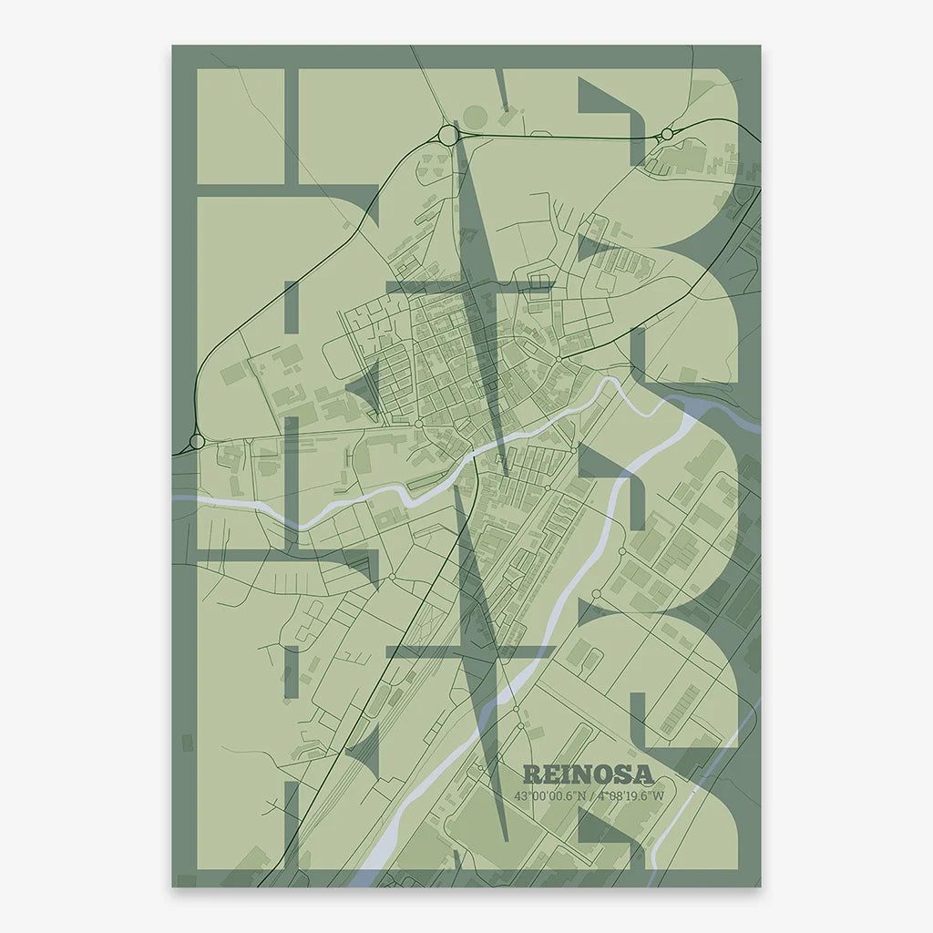 Póster artístico de Reinosa con tipografía geométrica - Decoración personalizada