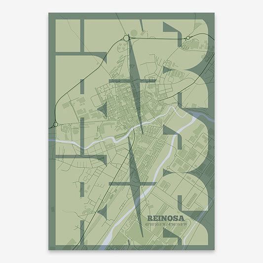 Póster artístico de Reinosa con tipografía geométrica - Decoración personalizada