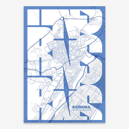 Póster artístico de Reinosa con tipografía geométrica - Decoración personalizada