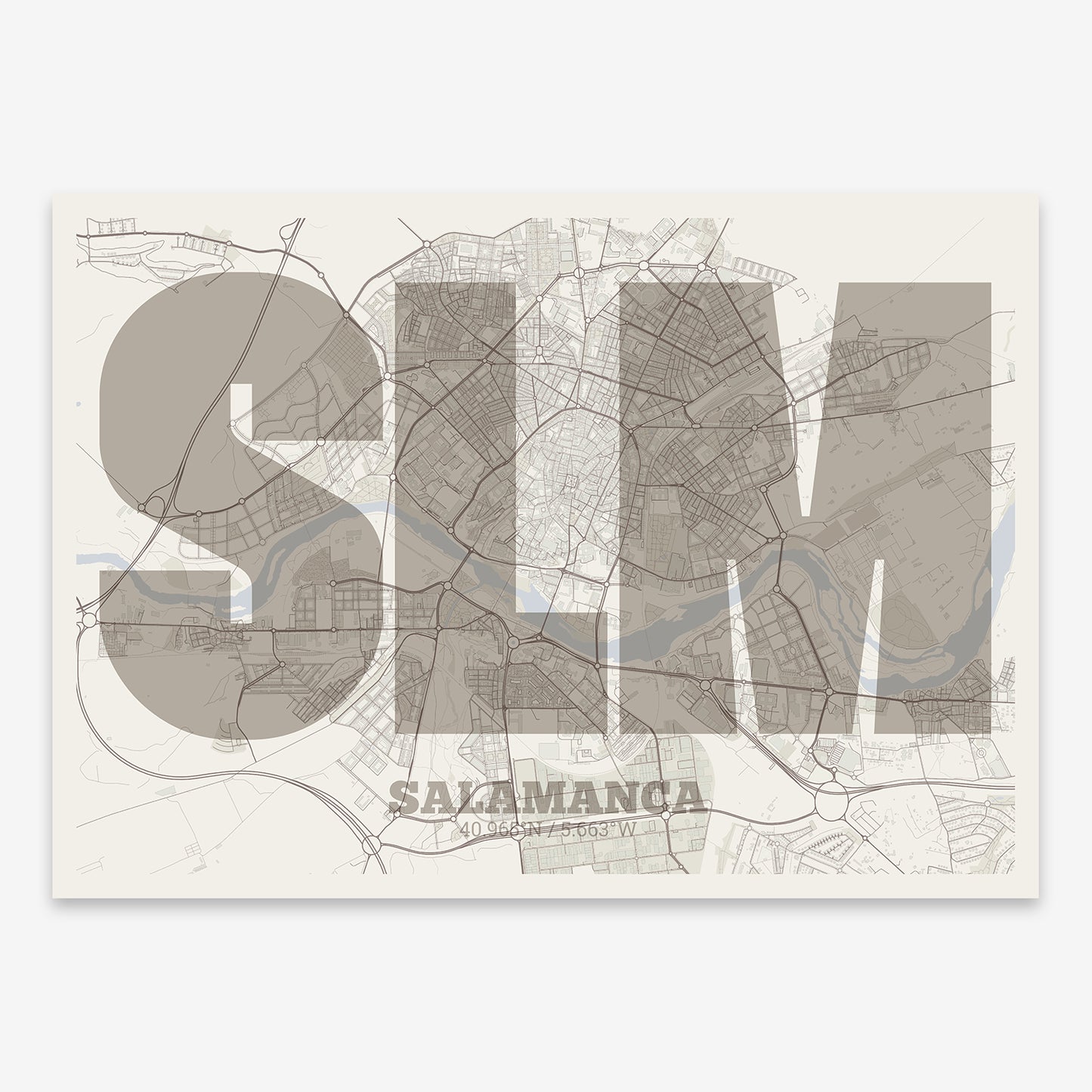 Salamanca Map V02 Rustic / No Frame / No