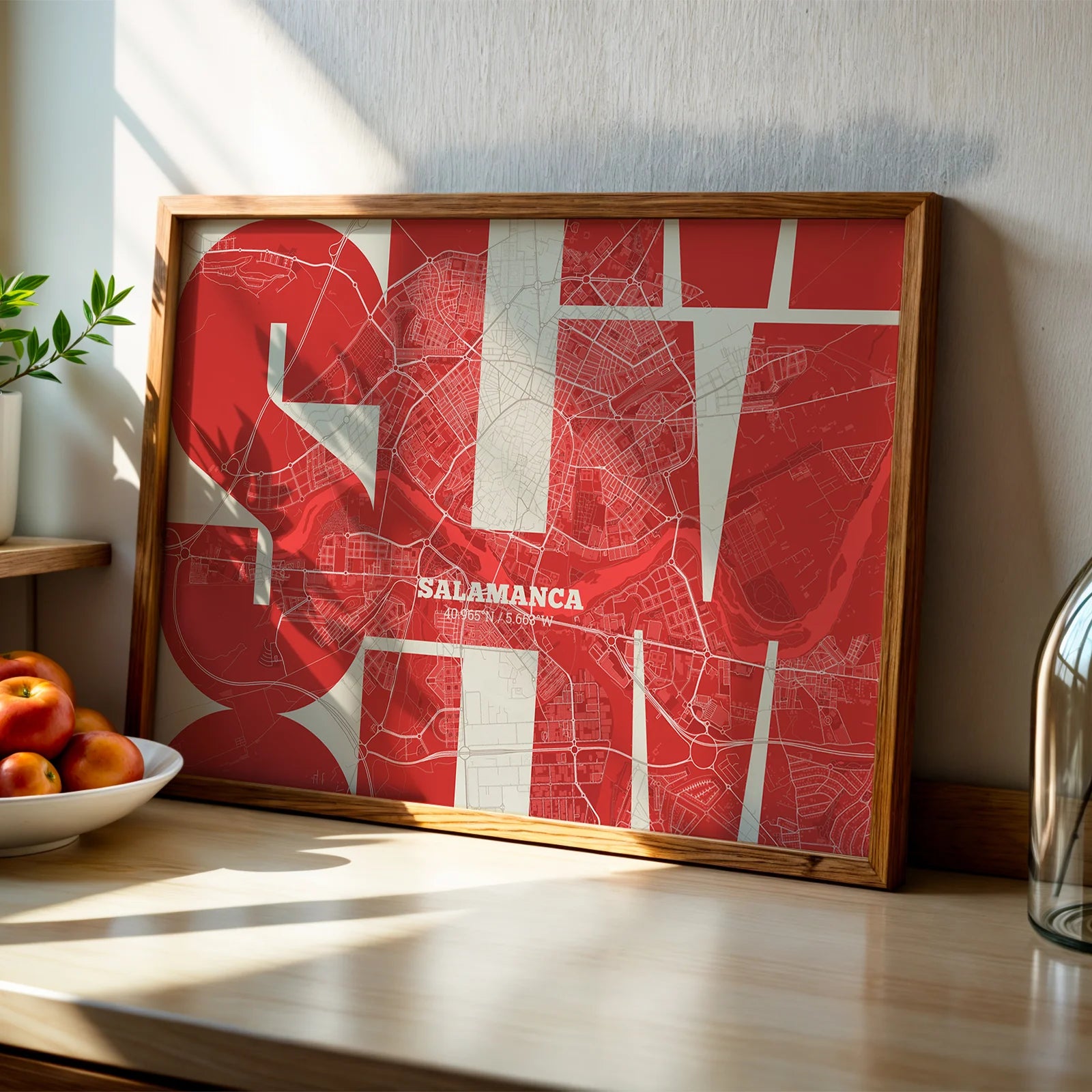 Póster artístico de Salamanca con tipografía geométrica - Decoración personalizada