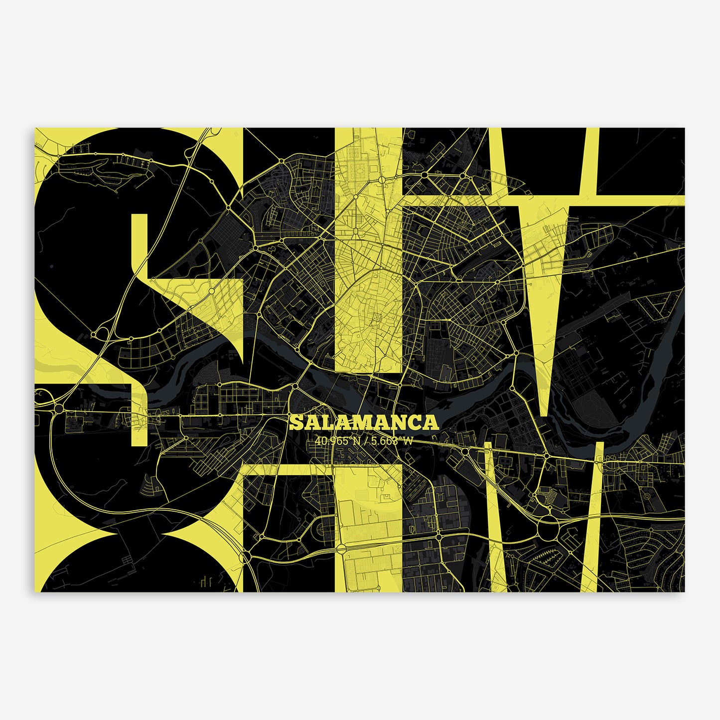 Salamanca Map V03 Night / Frame / Yes