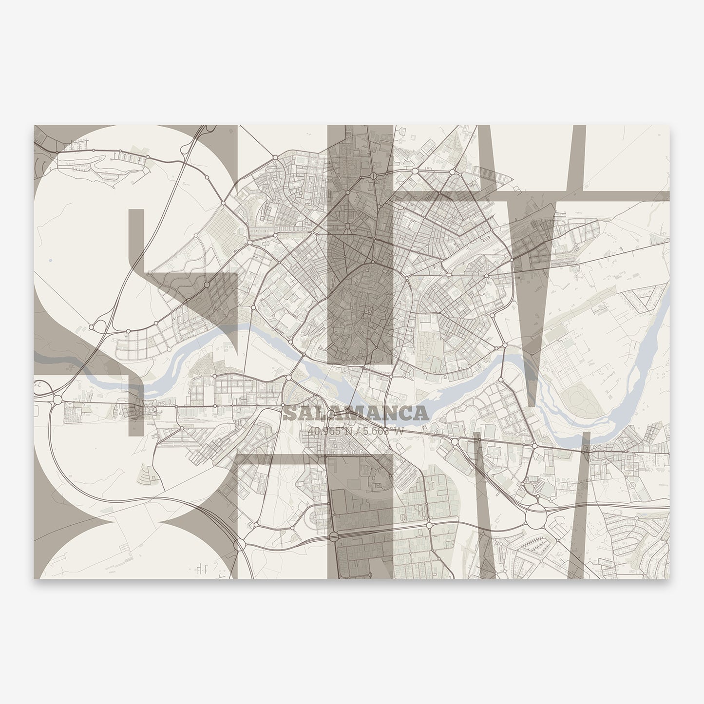 Salamanca Map V03 Rustic / Frame / No