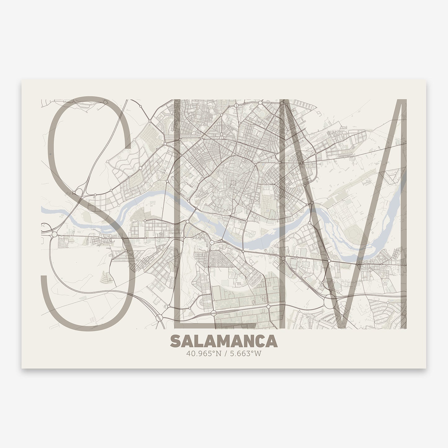 Salamanca Map V07 Rustic / No Frame / No