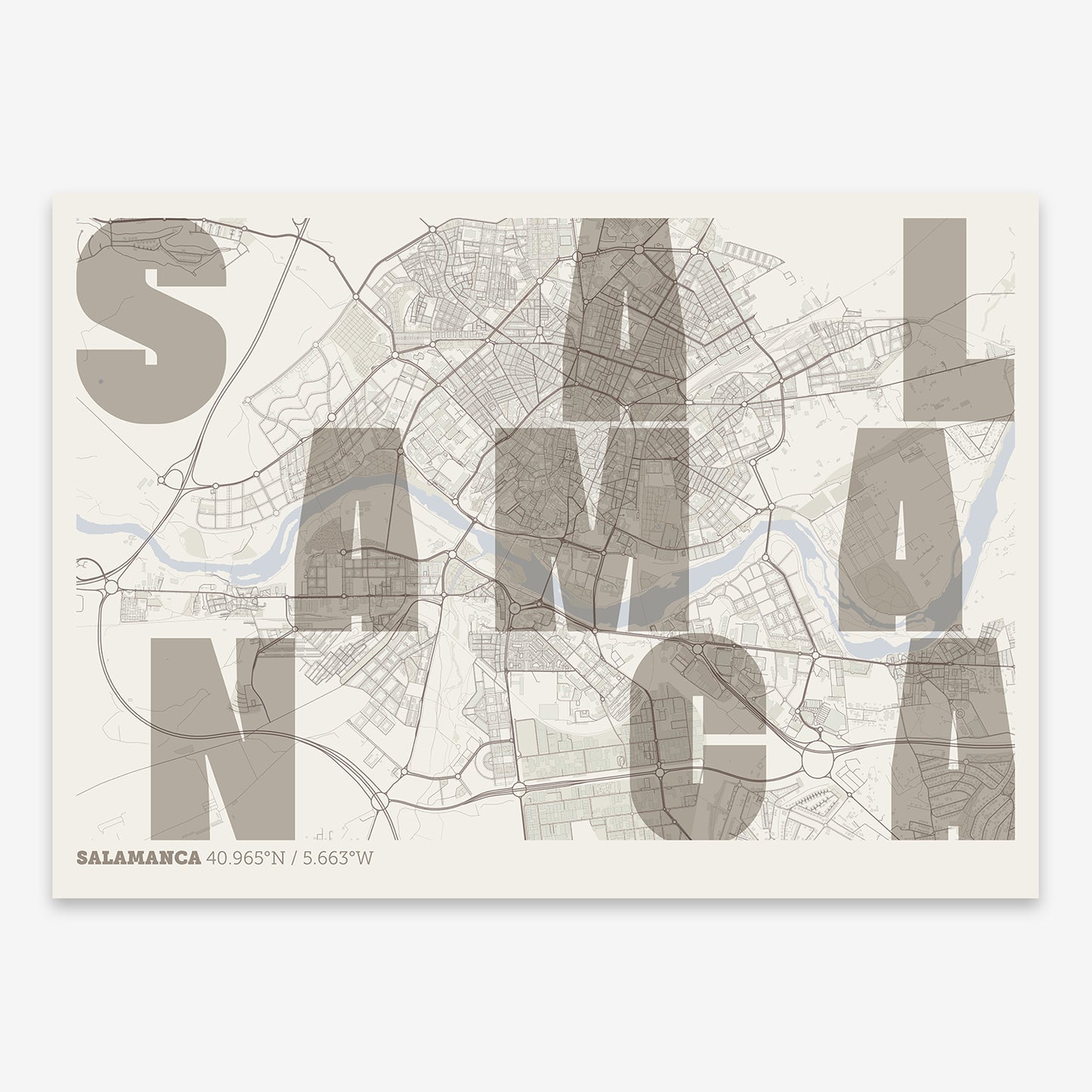 Salamanca Map V08 Rustic / No Frame / No