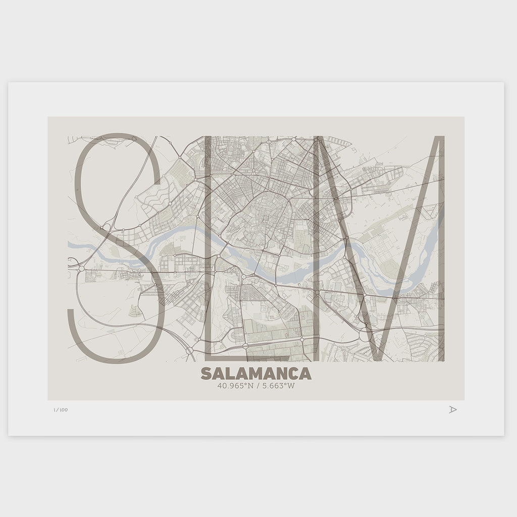 Lámina tipográfica de Salamanca – diseño Ultrafina, sin marco sobre papel