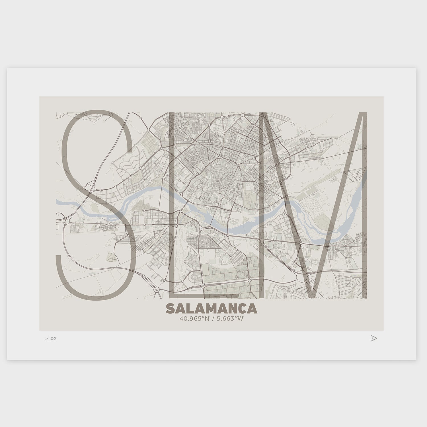 Lámina tipográfica de Salamanca – diseño Ultrafina, sin marco sobre papel