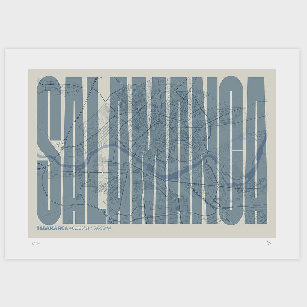 Lámina tipográfica de Salamanca – diseño Extra Comprimida, sin marco sobre papel