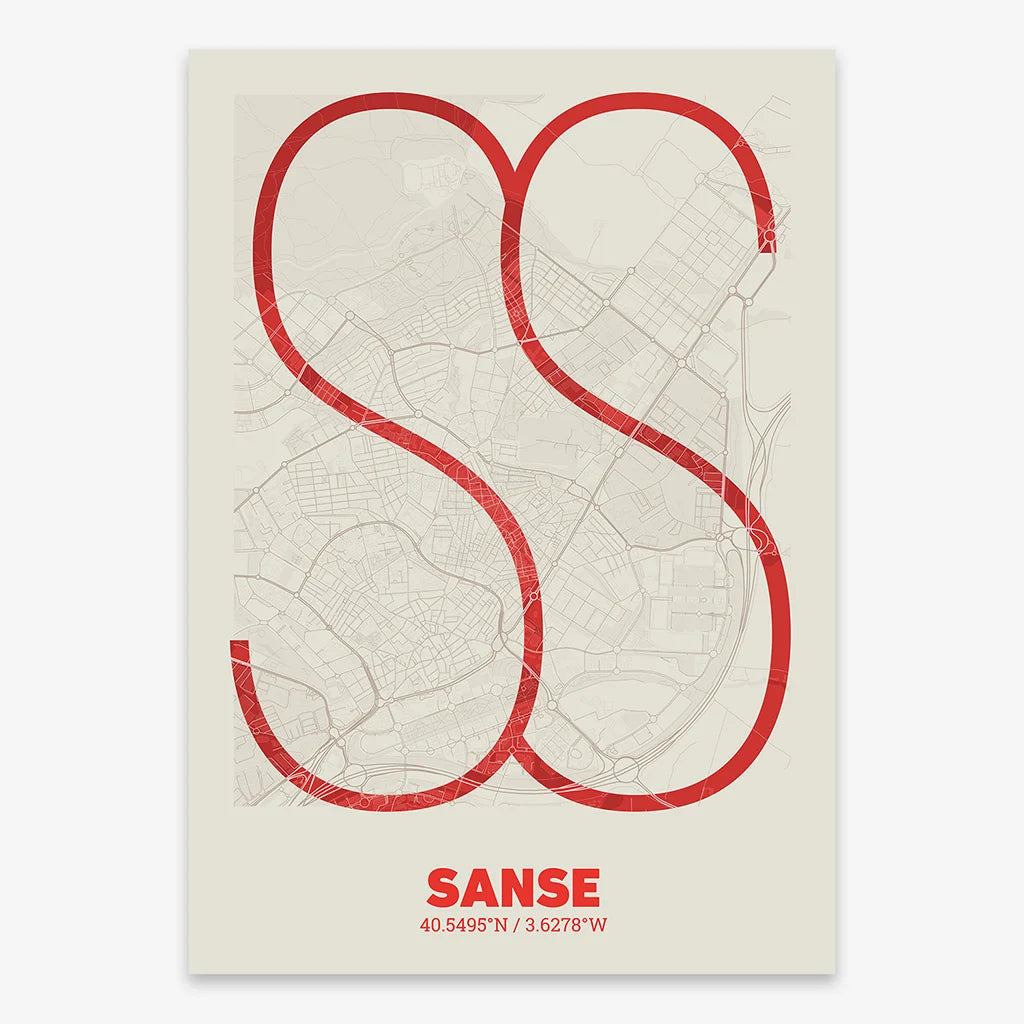 Decorative poster of San Sebastian de los Reyes – Ultra-fine typographic art