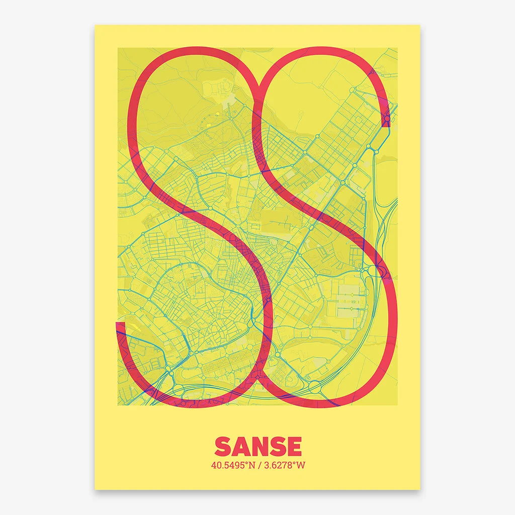 Decorative poster of San Sebastian de los Reyes – Ultra-fine typographic art