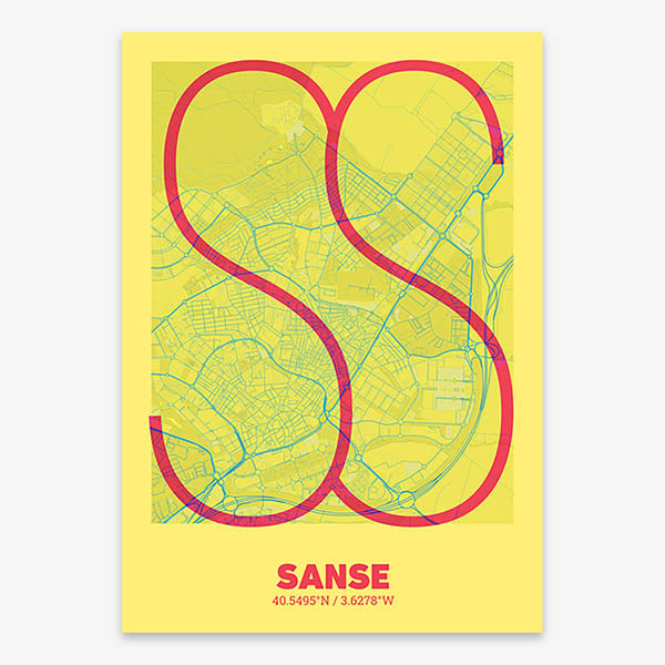 Decorative poster of San Sebastian de los Reyes – Ultra-fine typographic art
