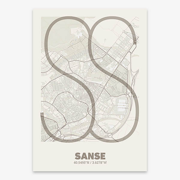 Decorative poster of San Sebastian de los Reyes – Ultra-fine typographic art